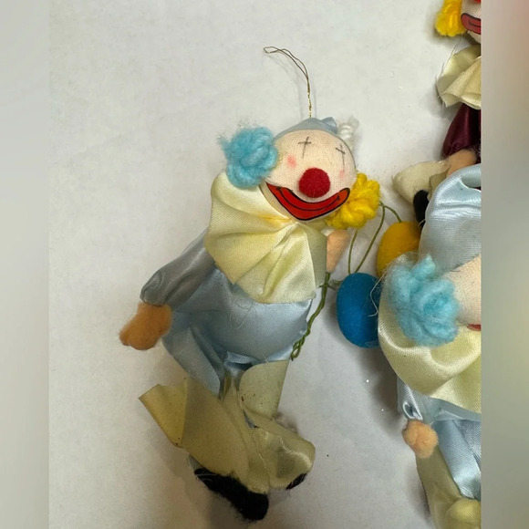 Vintage Various Soft‎ Clowns Christmas Ornaments Lot of 4 - Picture 4 of 7